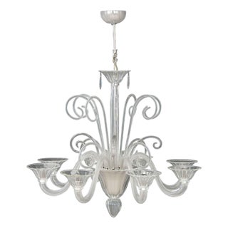 Modern Murano Glass Eight-Branch Chandelier For Sale