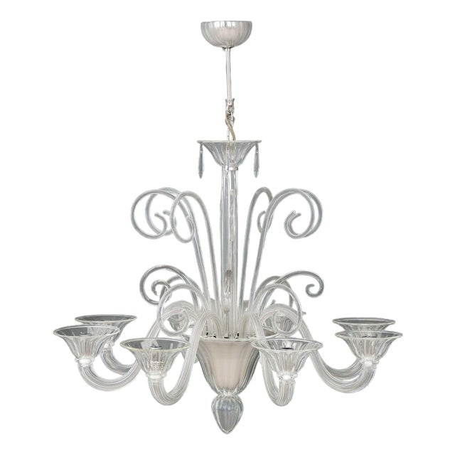 Modern Murano Glass Eight-Branch Chandelier For Sale
