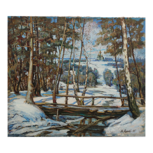 Winter Landscape Oil Painting, Antique Impressionism, Ukrainian Artist 60-70