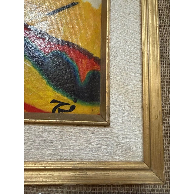Mid-Century Modern Mid 20th Century Rare Midcentury Arabic Hurufiyyah Painting For Sale - Image 3 of 6