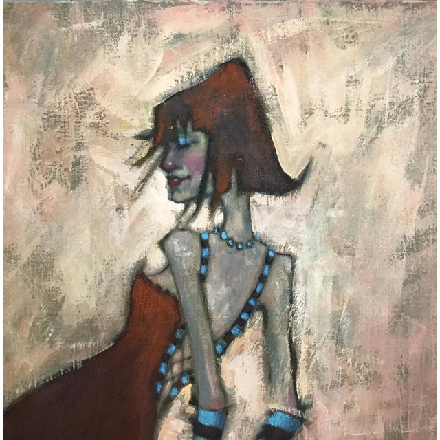 "Going to the Ball" is a 24 inch by 24 inch oil painting on canvas attached to partial board. It is unframed giving the...