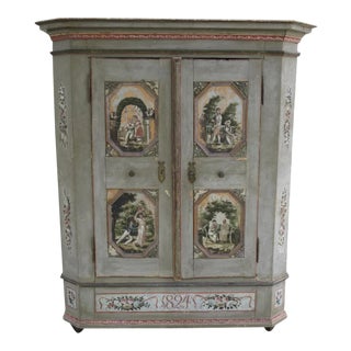 Early 19th Century European Painted Armoire Cabinet For Sale