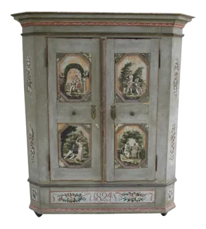 Early 19th Century European Painted Armoire Cabinet