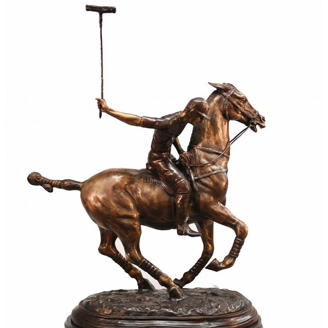 Unknown, Polo Player Horse Jockey Statue, Bronze For Sale - Image 15 of 18