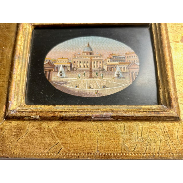 Sculpture Materials Early 20th Century Italian Grand Tour Micro Mosaic of St Peters Square and Basilica the Vatican For Sale - Image 7 of 7