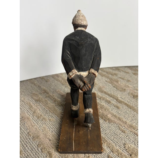 Folk Art Carved Wooden Ice Skater For Sale In Philadelphia - Image 6 of 11