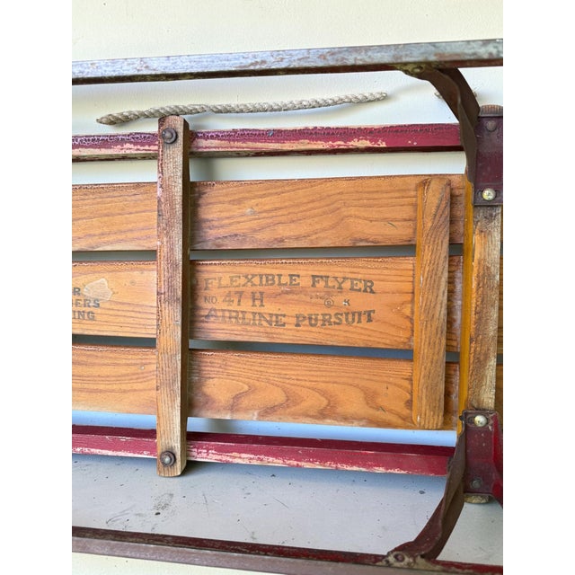 Vintage Patina Flexible Flyer Snow Sled Eagle Graphics Decor For Sale - Image 6 of 11