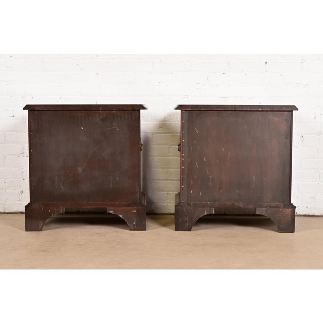 Harden Furniture Georgian Solid Cherry Wood Three-Drawer Bedside Chests, Pair For Sale - Image 14 of 15