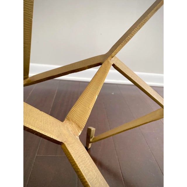 Metal Geometric Gold Angles Glass Top Console Table by Made Goods For Sale - Image 7 of 12