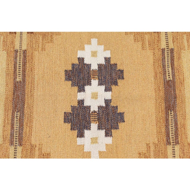 Textile Doris Leslie Blau Vintage Swedish Flat Woven Rug by Ingegerd Silow For Sale - Image 7 of 9
