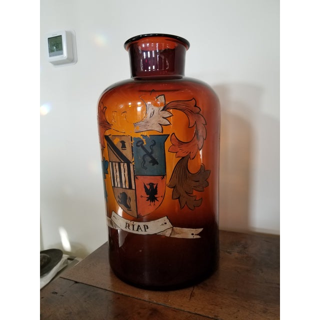 Large Decorative Apothecary Jar With Coat of Arms Chairish
