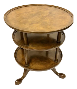 Late 20th Century Baker Furniture English Style Walnut Three-Tier Round Side Table