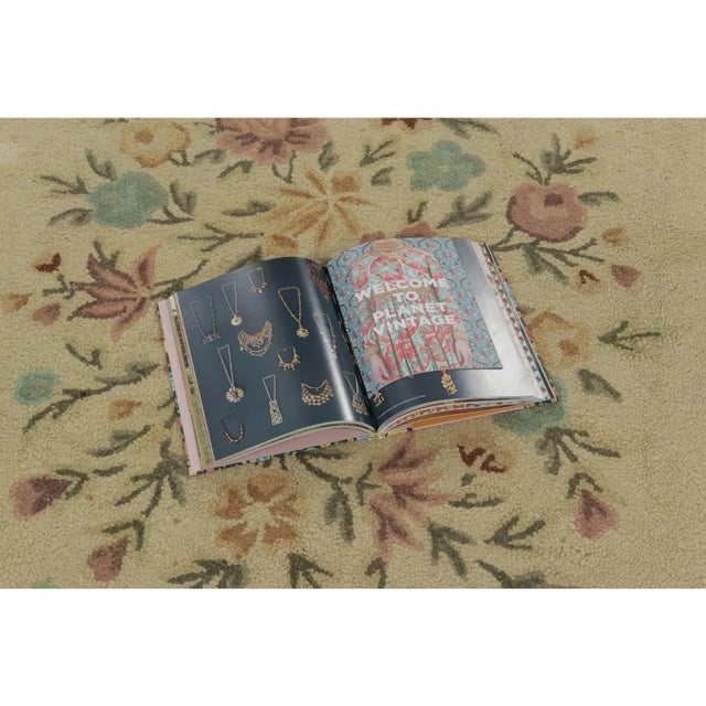 Traditional Oversized Antique Hooked Rug in Gold With Chinese Floral Designs - Rug & Kilim For Sale - Image 3 of 9
