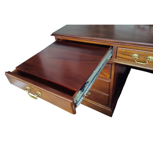Vintage Solid Cherry Double Pedestal Executive Desk by Stickley For Sale - Image 11 of 14