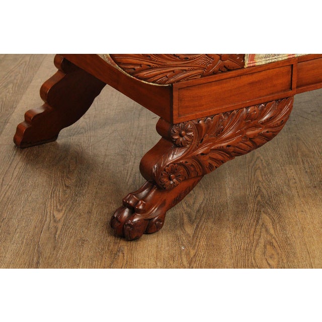 Late 19th Century Antique American Empire Style Carved Mahogany Sofa For Sale - Image 5 of 12