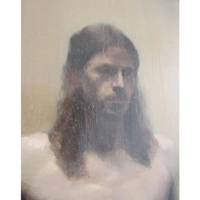 Wood Florence Academy of Art Academic Male Figure Study Oil Painting Signed Vios For Sale - Image 7 of 14