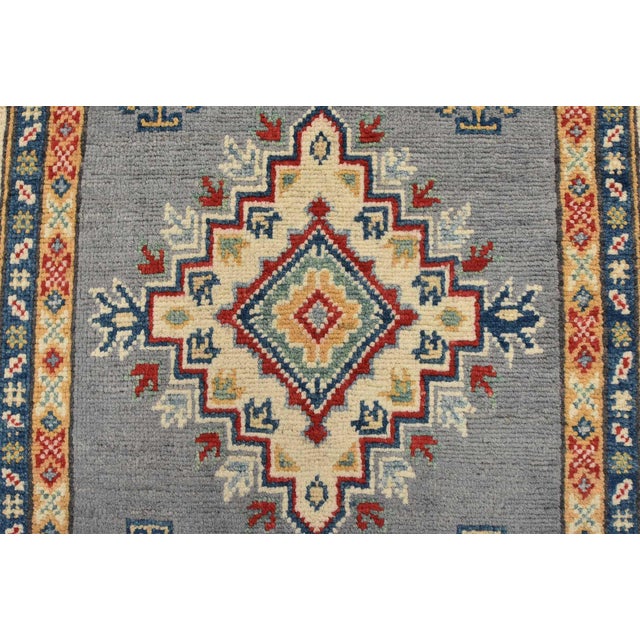 Textile Kazak Runner 2’7” X 9’10” Gray Wool Tribal Hand-Knotted Oriental Rug For Sale - Image 7 of 12