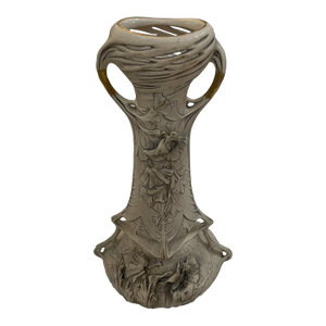 1920s Royal Dux Art Nouveau Porcelain Vase With Grapes & Leaves