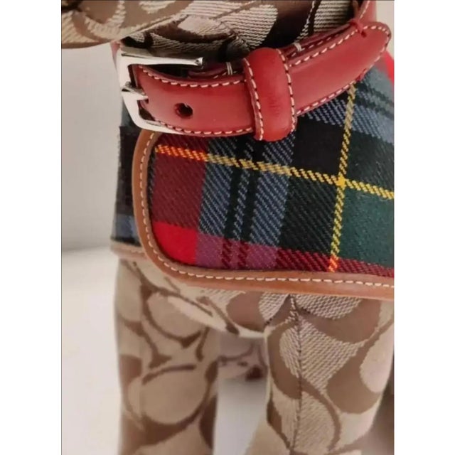 1990s Vintage Coach Leather Signature Stuffed Collectible Khaki Display Dog For Sale - Image 5 of 12