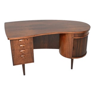 Vintage Danish Carved Boomerang Desk from Feldballes Møbelfabrik, 1950 For Sale