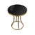Round coffee table with a brass frame and a round black glass top. Dimensions (DxH): 60 x 70 cm