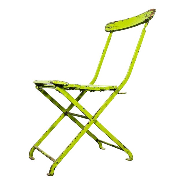 English Lime Green Pavilion Folding Chair, 1950s For Sale