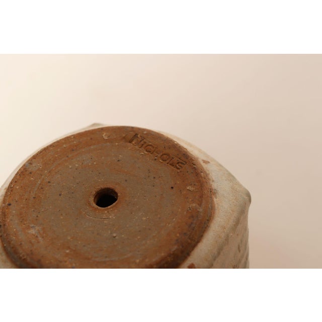 Small Vintage Green and Beige Speckled Stoneware Bud Vase by Deanna Nichols For Sale - Image 16 of 17