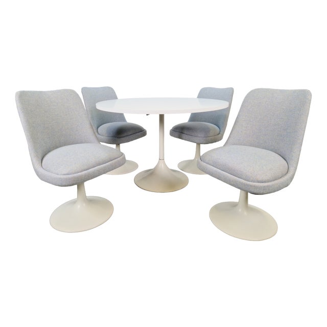 Vintage Tulip Dining Chairs and Table in the style of Eero Saarinen, 1970s, Set of 5 For Sale