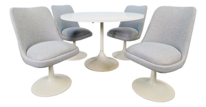 Vintage Tulip Dining Chairs and Table in the style of Eero Saarinen, 1970s, Set of 5