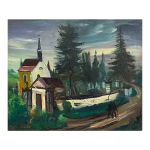 1947 Roger Comte Paysage à l'Isle Sur Le Doubs Oil on Canvas