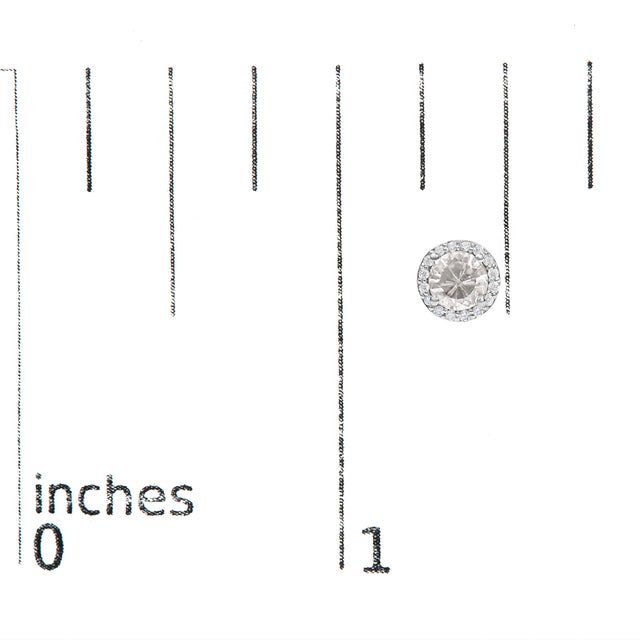 Early 21st Century 10K White Gold White Topaz and 1/6 Cttw Diamond Halo Stud Earring For Sale - Image 5 of 5