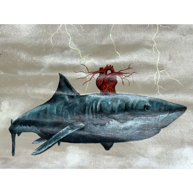 Eduardo Talledos Corazon De Tiburon Surrealist Painting, Signed For Sale - Image 9 of 12