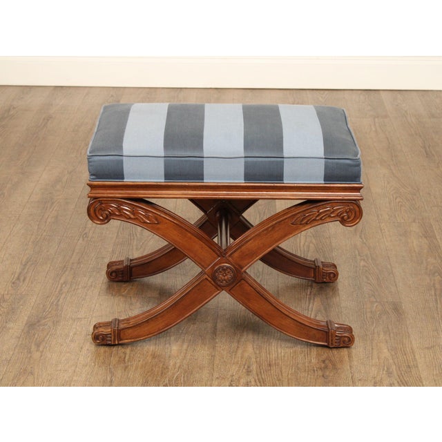 Ethan Allen Regency Style X-Base Stool For Sale - Image 9 of 12