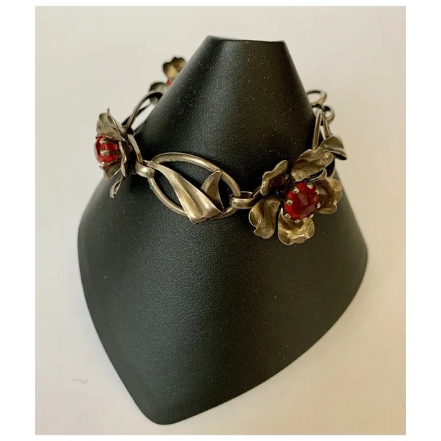 Mid 20th Century Sterling Floral Link Bracelet For Sale - Image 11 of 11