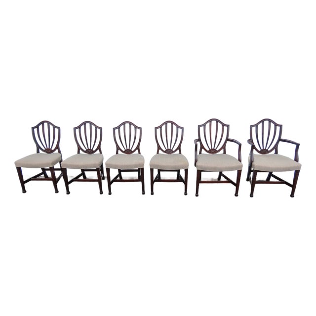 Mahogany Dining Shield Back Chairs Set of Six 6565 For Sale