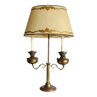 1920s French Louis XVI Style One Light Table Lamp and Wax Shade For Sale