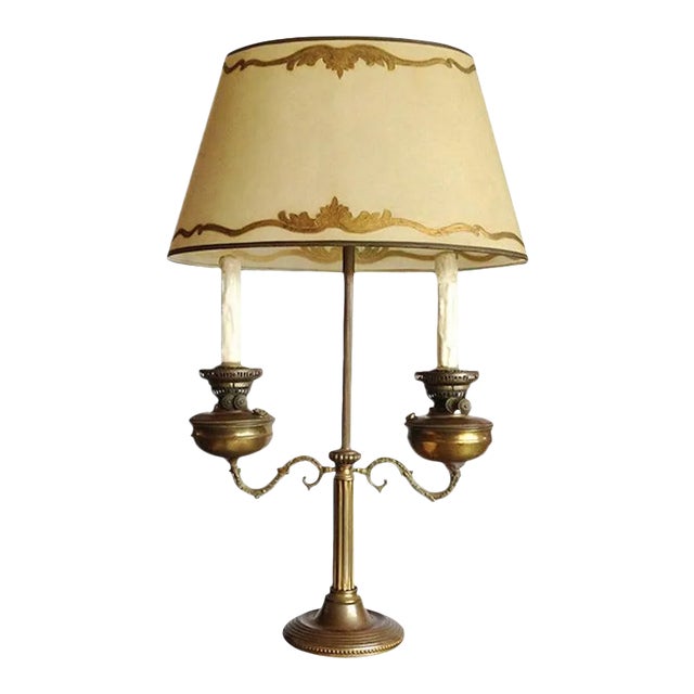 1920s French Louis XVI Style One Light Table Lamp and Wax Shade For Sale