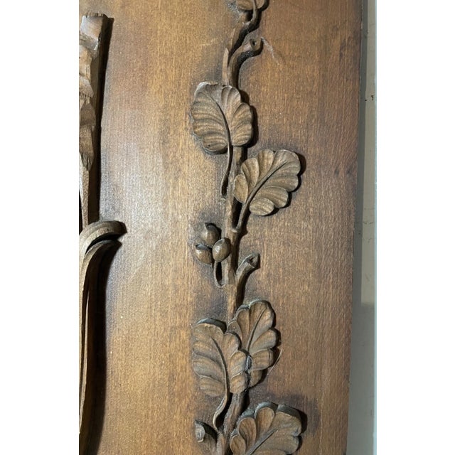 Antique Hand Carved Wood Relief Wall Architectural Salvage Panel Sculpture Art For Sale - Image 10 of 12