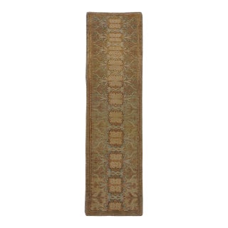 21st Century Turkish Wool & Hemp Donegal 3x10 Taupe, Tan, Blue & Ivory Handmade Runner Rug #1140528 For Sale