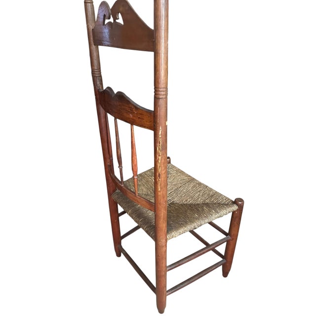 American 19th Century New England Rush Seat Ladder Back Chair For Sale - Image 3 of 11