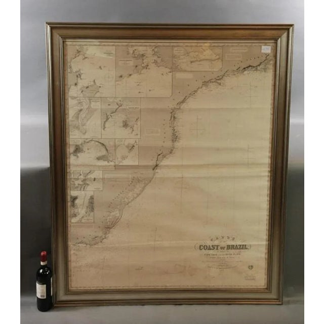 Imray & Son 1876 Nautical chart of the Coast of Brazil between Cape Frio and the River Plate. Nicely framed. Overall...