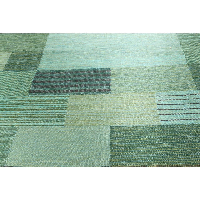 Textile "Forest" Modern Scandinavian Sage Flatweave Oversized Rug by Doris Leslie Blau For Sale - Image 7 of 9
