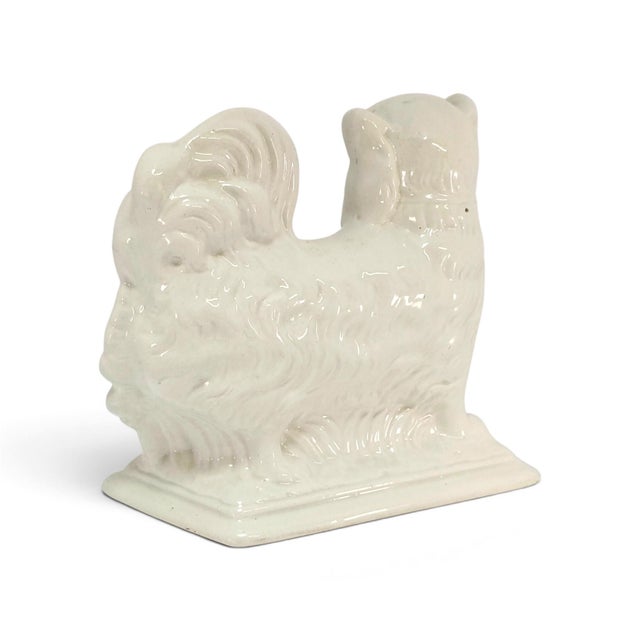 Cream Edwardian English Staffordshire-Style Spaniel, Registered Design No. 542611, C. 1909 For Sale - Image 8 of 11