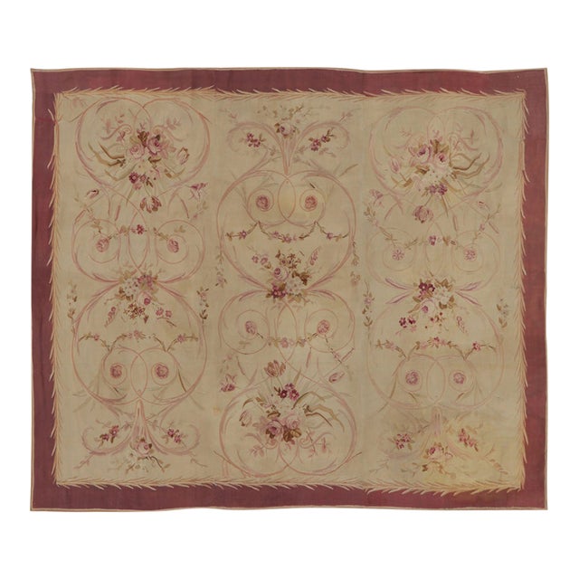 Vintage French Aubusson Rug With Rose Garlands by Rug & Kilim, France, 1950-1959 For Sale