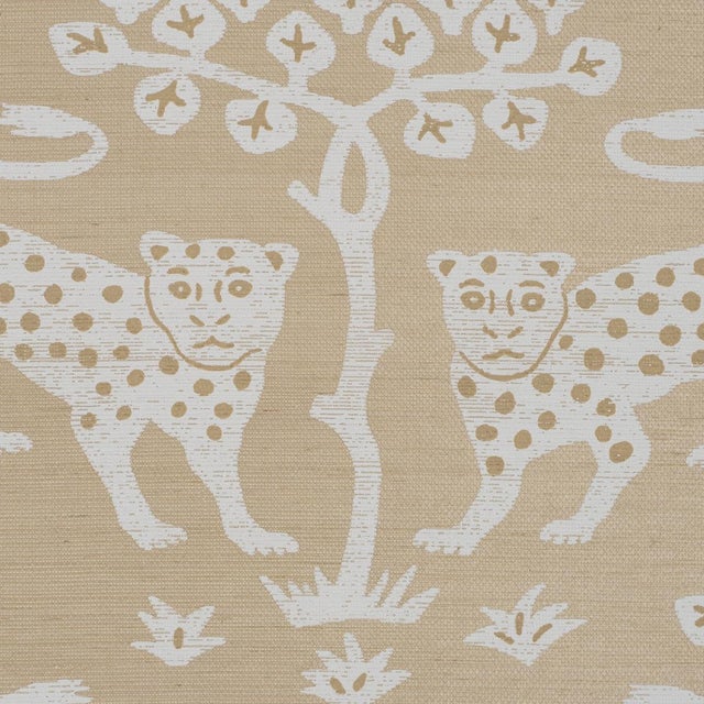 Contemporary Sample - Schumacher Woodland Leopard Sisal Wallcovering In Beige For Sale - Image 3 of 6