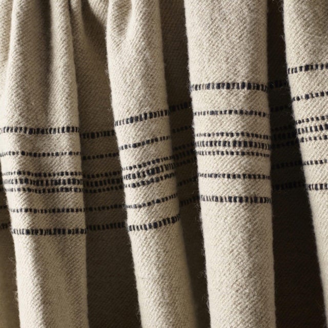 Textile Belgian Linen and Wool Throw Natural With Black Stripes For Sale - Image 7 of 11