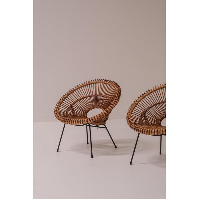 Rattan Chairs by Janine Abraham & Dirk Jan Rol for Rougier, France, 1956, Set of 2 For Sale - Image 13 of 15