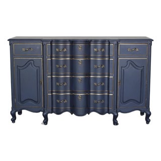 Late 20th Century French Provincial Sideboard in Navy Blue For Sale