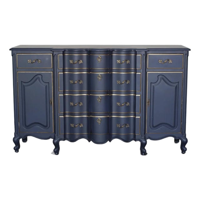 Late 20th Century French Provincial Sideboard in Navy Blue For Sale