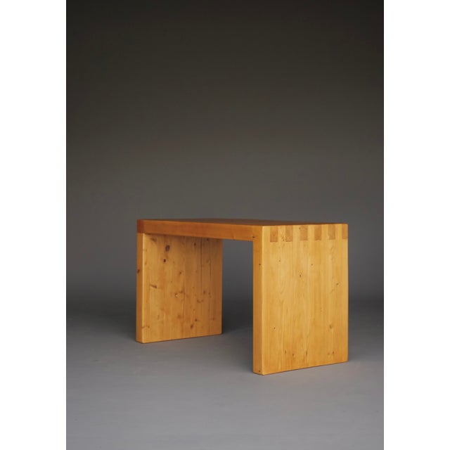 Brown Pine Bench in the style of Ate Van Apeldoorn, 1970s For Sale - Image 8 of 13